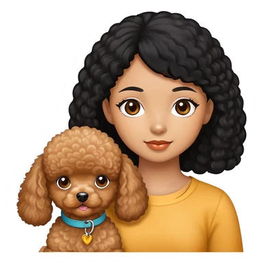 Girl black hair brown skin and apricot toy poodle sticker