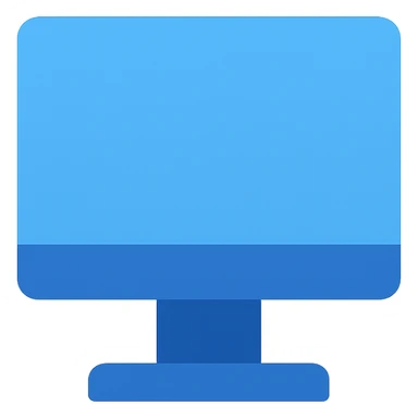 Recreate the 'This PC' monitor icon in a very simple, flat color clip art style using three blue shades from the provided palette. Minimal design, no text, transparent background. sticker
