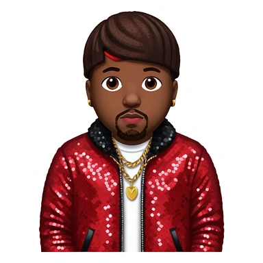 Big Boi from Outkast with dark brown hair, red sequin outfit sticker