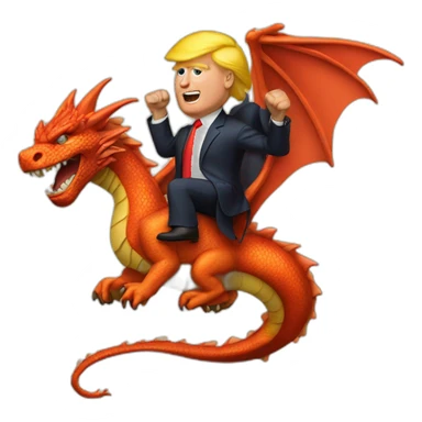 Trump on a dragon flying to jail sticker
