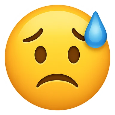 yellow face with cold sweat emoji, digital illustration, no background sticker