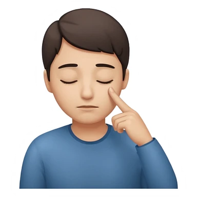 Una persona tocándose la cabeza con un dedo y los ojos serrados  sticker