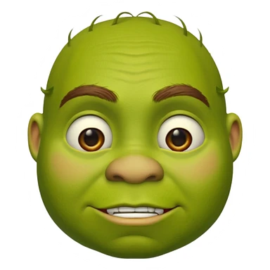 Shrek emoji face showing a 🤨 sticker