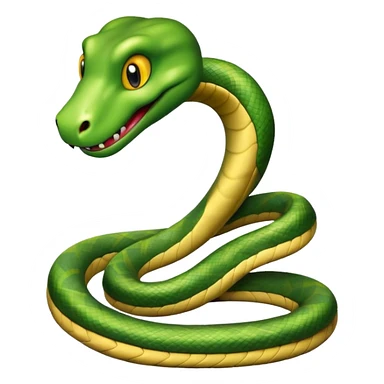 friendly anthropomorphised snake in jeans and a t-shirt, walking with a smile sticker