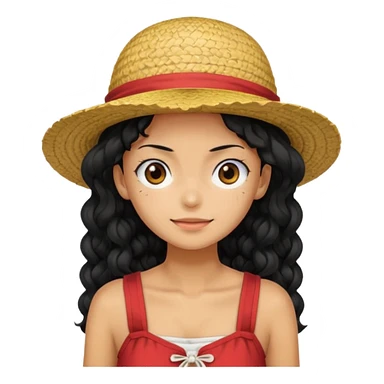 a woman with Luffy hat and have long curly hair sticker