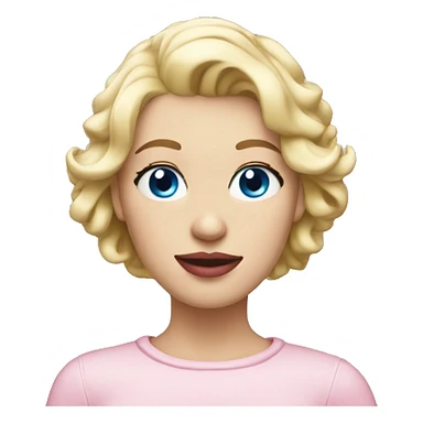 Woman blue eyes short blond hair pink lips, add Christmas hat sticker