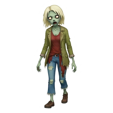 zombie woman full body walking sticker