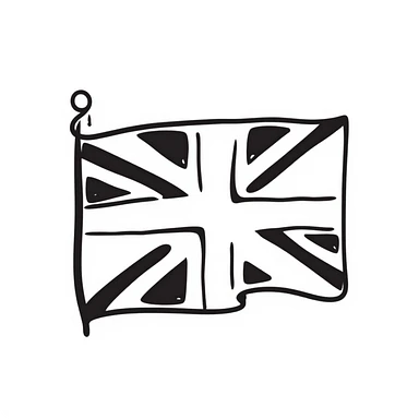 the flag of the United Kingdom, Union Jack, hand-drawn doodle style sticker