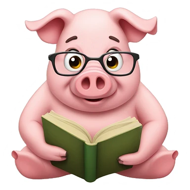 pig reading book sticker