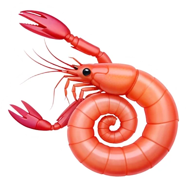 pink shrimp with curled body sticker
