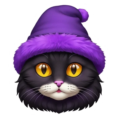 black cat with purple hat sticker
