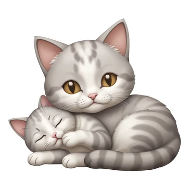 grey and white small cat with its eyes closed lying down with its paw curled and holding up his head sticker