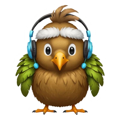 kiwi bird ai agent with headphone sticker
