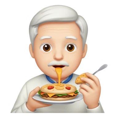 Albert eating food sticker