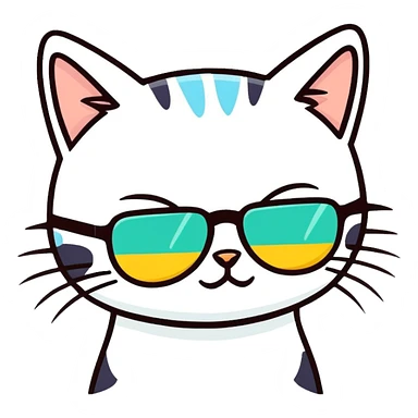 Cat with sunglasses sticker