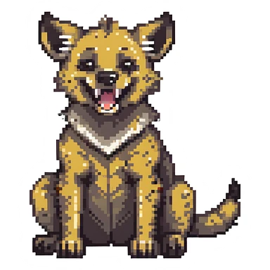 hyena sitting, paw on belly, laughing sticker
