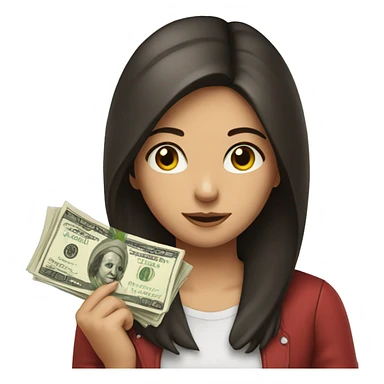 brunette girl holding money in face sticker
