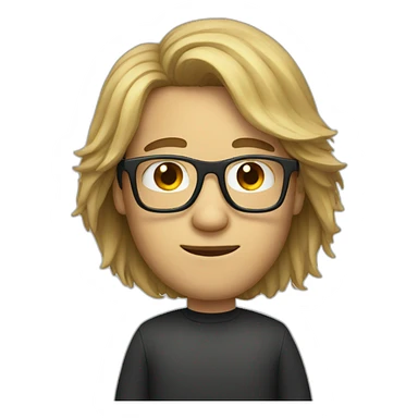 Guy with long hair and square glasses sticker