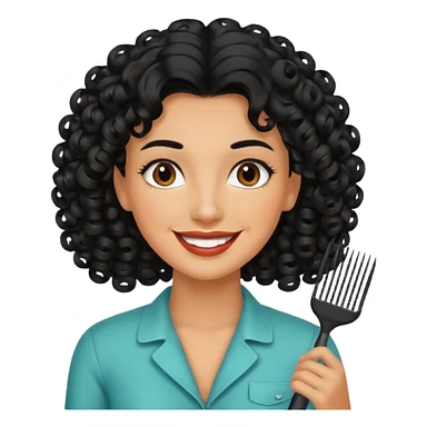 woman black hair hairdresser curls sticker