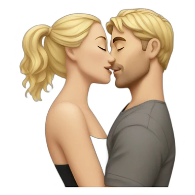 A man with blonde hair kisses a woman with blonde hair sticker