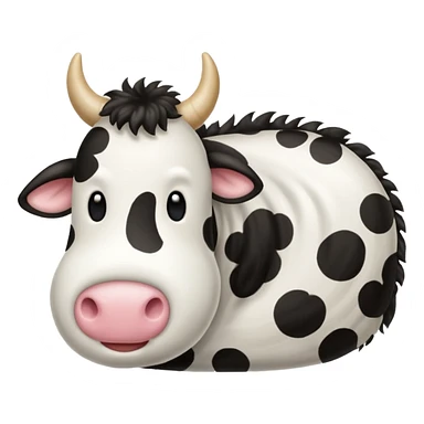 realistic white and black spotted cow tail, fluffy texture, slight curl at the end, soft shading, no background, transparent PNG style, emoji aesthetic sticker