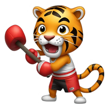 Tiger boxing holding axe sticker