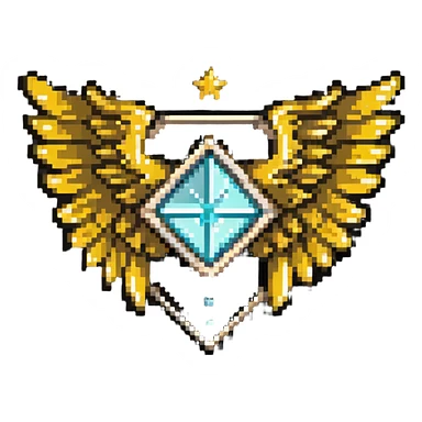 Diamond-shaped special member emblem with golden wings and star sticker