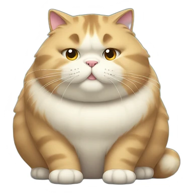 huge fat obese fluffy cat sticker