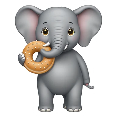 elephant holding bagel sticker