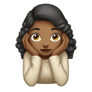 girl crouching down hands on face sticker