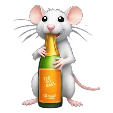 drunk rat with orange label champagne sticker