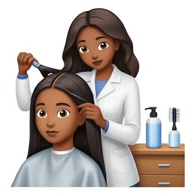 Black girl getting her hair straightened  sticker