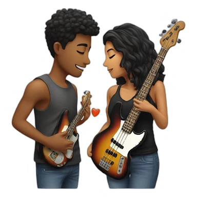 Couple kiss boy has a bass Guitar  sticker