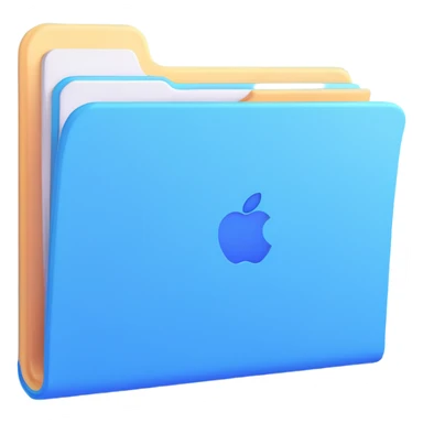 exact default Mac OS folder icon with tab design in light pastel blue color sticker