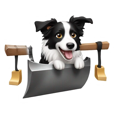 Anvil with border collie jumping over sticker