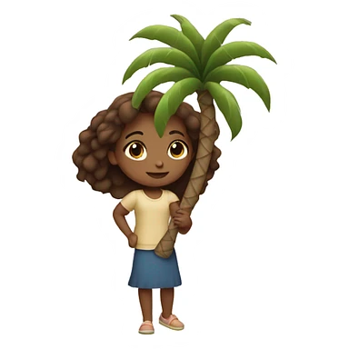 Girl carrying small palm tree sticker