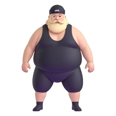 White skin fat guy with black durag, beard and mustache in wrestling singlet sticker