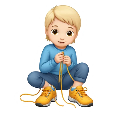 child tying shoelaces, happy and confident sticker