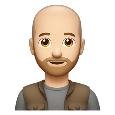Short hair, balding, short beard, white skin, brown hair sticker