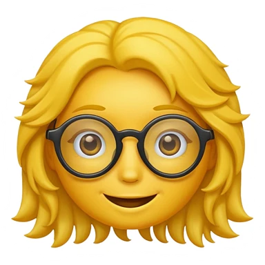 Realiza un emoticon amarillo sonriente, con lentes oscuros y cabello rizado sticker