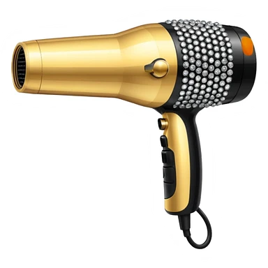 black blow dryer covered in diamonds sticker