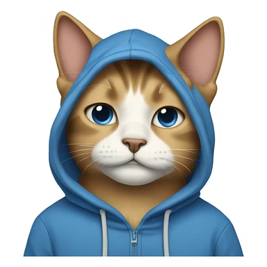 Cat with blue hoodie and crying sticker