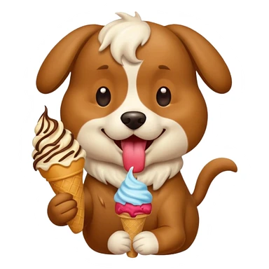 dog eating ice cream sticker