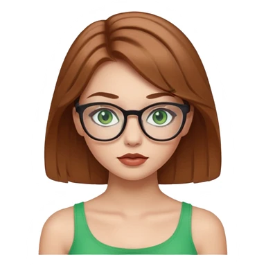 Yeşil gözlü,Hafif kahverengi saçlı, beyaz tenli, gözlüklü, crop giyinen ,dolgun dudaklı,makyajlı bir kiz sticker