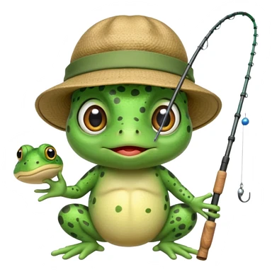 An adorable toad fishing sticker