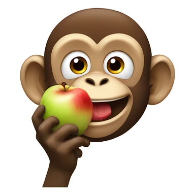 Happy monkey eating apple sticker