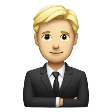 Blond man in suit has arms crossed sticker
