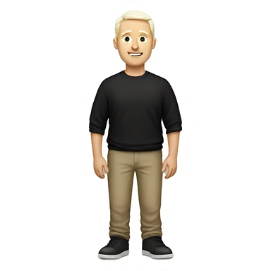 White man in a black t-shirt with white and beige inscription "re:Bro" sticker