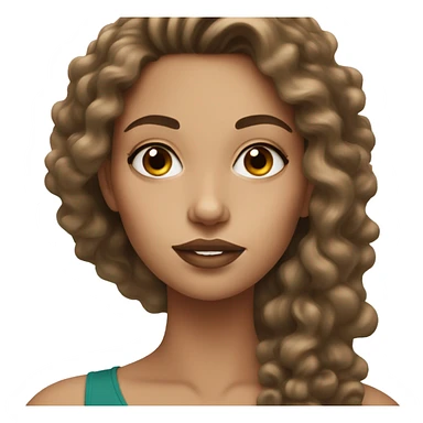 White woman with long dark brown curly hair doing makeup  sticker