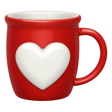 red mug with white heart sticker